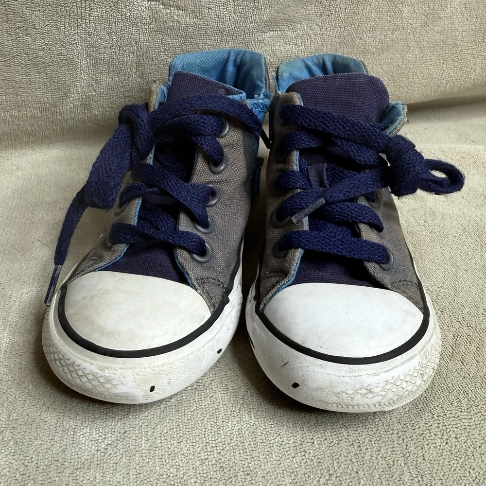 KIDS ALL STAR Converse High Top  ZIP UP Blue‎ SIZE 8